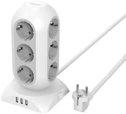 Tessan Power Strip TPS02 - разклонител с 12хAC изхода и вградени 3хUSB-A изхода за мобилни устройства (бял)