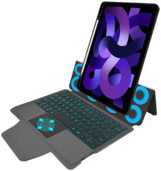 Techsuit KeyTab Pro RGB Wireless Touchpad Keyboard Case - полиуретанов калъф, клавиатура, тракпад и поставка за iPad Air 11 (2024), iPad Air 5 (2022), iPad Air 4 (2020) (черен)