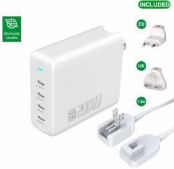 4smarts GaN Charger Flex Pro 200W - захранване за ел. мрежа за лаптопи, смартфони и таблети с 4xUSB-C изходи с технология за бързо зареждане (бял)