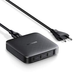 UGREEN GaN Travel Fast Wall Charger 100W - захранване за ел. мрежа за лаптопи, смартфони и таблети с USB и 3xUSB-C изходи с технология за бързо зареждане (черен)