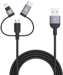 ADAM elements PeAk II Lightning Cable Trio 120B - универсален USB кабел с Lightning, microUSB и USB-C конектори (120 см) (тъмносив)