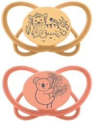 Nip Suzete din silicon NIP My Butterfly Green - Tigru și koala, 0-6 luni, 2 bucăți, Yellow (4000821426825)
