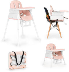 ECOTOYS Etetőszék, ECOTOYS HA-009, rózsaszín, összecsukható, levehető tálcával, székre rögzíthető, lábtartó, 5 pontos biztonsági öv (TF3119)