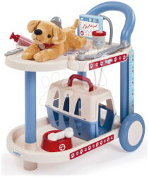 Ecoiffier Állatorvosi kocsi plüss kutyussal Veterinary Trolley Écoiffier hordozóval és 14 kiegészítővel 18 hó-tól (ECO1901)