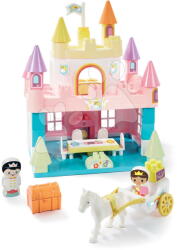 Ecoiffier Építőjáték Szivárványkastély Rainbow Castel Abrick Écoiffier hintóval és 2 figurával 18 hó-tól (ECO2974)