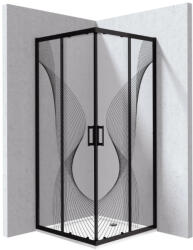 Deante Funkia Evo szögletes zuhanykabin 80x195 cm hullám mintás átlátszó üveggel és akril zuhanytálcával, matt fekete profilszín KYCPNB88P (KYCPNB88P)