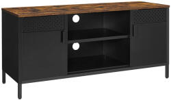 SONGMICS TV szekrény, 2 ajtóval, polcokkal, rusztikus barna és fekete 120x40x55cm - edeco