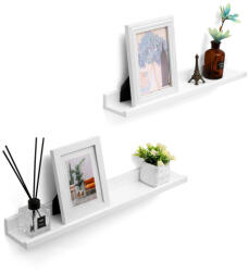 SONGMICS 3 darabos lebegő polc szett magasfényű bevonattal, fehér 60x10x5cm - edeco
