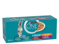 Mars-Nestlé PURINA ONE ADULT csirkével/marhával/báránnyal/tengeri hallal szószban nedves macskaeledel 40x85g (586179)