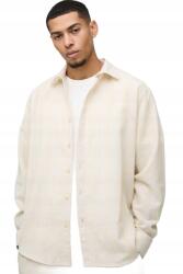 Boohooman Férfi Ing Elegáns Bézs Csíkos Hosszú Ujjú M Z3A* (CMM03881-174-56)