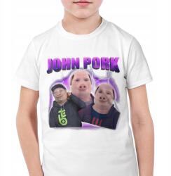  Póló fehér John Pork viral tiktok brainrot mem méret 116 (TSRK 190 WH 5/6)