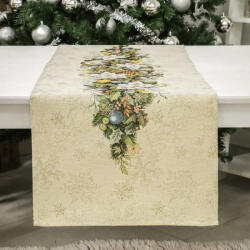Cortimex Kft Advent karácsonyi koszorús gobelin asztali futó 44x140 cm arany lurex