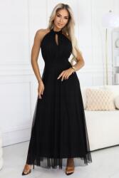Numoco 662-2 Elegáns estélyi maxi ruha pántnélküli nyakkivágással és megkötővel (662-2-UNI)
