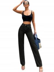 Shein Fekete Egyenes Szárú Női Farmernadrág Magas Casual L 1KD