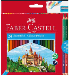Faber-Castell Színes ceruza készlet bicolor hatszögletű + hegyezővel Faber-Castell 24+3klf. szín (FC110324) - iroda-ellatas