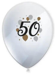 Procos Happy Birthday 50 Milestone léggömb, lufi 6 db-os 11 inch (27, 5 cm) PNN95624 (PNN95624)
