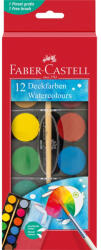 Faber-Castell Vízfesték készlet 30mm-es festék gombokkal + ecset Faber-Castell 12klf. szín (68352) - irodaszerpiac