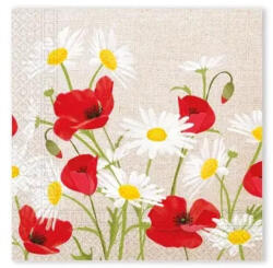 Procos Virág Daisies Poppies szalvéta 20 db-os, 33x33 cm FSC PNN95813 (PNN95813)