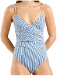 DEDICATED Дамски бански костюм DEDICATED Women's Wrap Swimsuit Klinte Swimsuit - Thin Stripe / Majolica Blue (150-1515-0813)