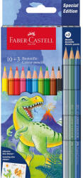 Faber-Castell Színes ceruza készlet hatszögletű DINOSZAURUSZ + matrica Faber-Castell 10+3klf. szín (FC111213) - iroszer24