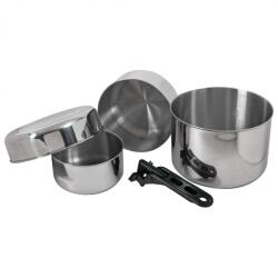 BasicNature Комплект съд Basic nature Biwak Stainless Steel 3 Pot set - Metallic - размер 0, 75 + 1, 1 + 2, 8 l (532-0370-0111)