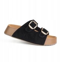 Goodin Női flip-flop papucs Goodin SW-2661 velúr bőr csat platform fekete 39 (SW-2661)