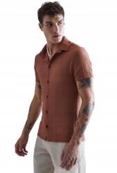 Boohooman Férfi Ing Casual Rövid Ujjú Barna Textúrával Xs Z3A* (BMM63025-109-37)
