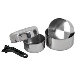 BasicNature Комплект съд Basic nature Biwak Stainless Steel 2 Pot set - Metallic - размер 0, 75 + 1, 1 + 1, 8 l (532-0367-0111)