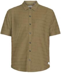 KnowledgeCotton Apparel Мъжка риза с копчета Knowledgecotton apparel Loose S/S Solid Striped Jersey Shirt - Burned Olive (033-2677-0111)