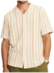 Revolution Мъжка риза с копчета Revolution Cuban Shirt Striped S/S Shirt - Offwhite (033-3267-0611)