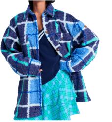 Roxy Дамско поларено яке Roxy Women's Over and Above Fleece jacket - Dutch Blue Plaid Fade (105-7288-0113)
