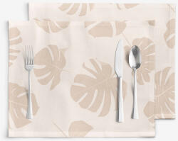 Goldea suporturi farfurii 100% bumbac - frunze tropicale pe bej - 2 buc 30 x 40 cm Fata de masa