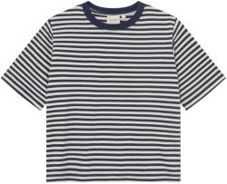 DEDICATED Дамска тениска Dedicated Women's T-Shirt Vadstena Stripes T-shirt - Stripes Insignia Blue (916-1388-0514)