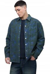 Boohooman Férfi Ing Casual Zöld-kék Nyomott Mintával L Z3A* (CMM03936-391-34)