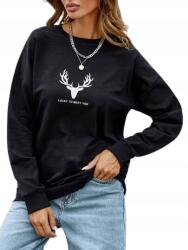 Shein Nyomott Mintás Pamut Női Pulóver, Fekete, M6C