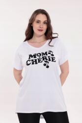MYZEM MODA Myzem Női Rövid Ujjú Blúz „Mom Cherie Fehér Szín
