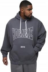 Boohooman Férfi Kapucnis Pulóver Szürke Plus Size Nyomtatással Z3A* (CMM05125-115-63)