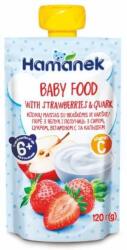 Hamanek Бeбешко пюре Hamanek - Пауч с ягоди и кварк, 120 g (8595139783952) - baby