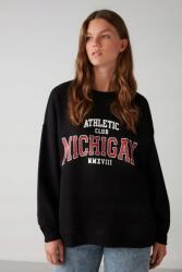  Fekete Nyomott Mintás Női Pulóver Athletic Club Michigan S 5GA (LIZA01092022/Siyah)