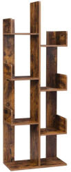 Brius Biblioteca stil arbore, cu 8 rafturi de depozitare, colturi rotunjite, 50x25x140 cm, maro rustic (EZ-LBC66BX) Raft