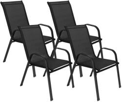 Brius Set 4 scaune gradina cu brate, cadru otel si sezut textilene, 53x72x92 cm, negru (GF-0117)