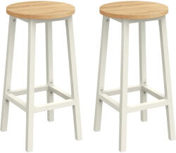 Brius Set 2 scaune bar inalte, sezut rotund, cadru din otel, inaltime 65 cm, stil industrial, stejar bej (EZ-LBC032W09)