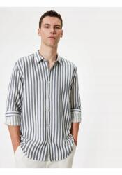 Koton Férfi Ing Casual Csíkos Hosszú Ujjú Gallér S 5GA (5WAM60005HW/Lacivert Çizgili)
