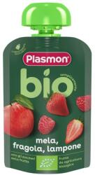 PLASMON Био плодова закуска Plasmon - Пауч с ябълка и ягода, 6 м+, 100 g (0809) - baby