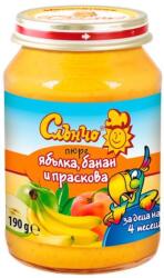 Слънчо Плодово пюре Слънчо - Ябълки, банан и праскова, 190 g (4099) - baby