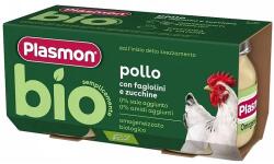 PLASMON Био пюре Plasmon - Пиле със зелен фасул и тиквички, 6 м+, 2 х 80 g (1034) - baby