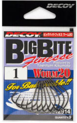 Decoy Worm 20 Big Bait Finesse 1/0 Füles Szakállas Egyágú Ragadozóhalas Horog 9db (812921)