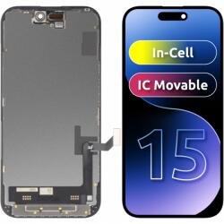 JK Display cu Touchscreen JK pentru Apple iPhone 15, cu Rama, Versiune LCD In-Cell IC Movable, Negru - koubsolutions