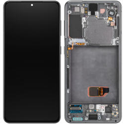 Samsung Display cu Touchscreen Samsung Galaxy S21 5G G991, cu Rama, Gri, Service Pack GH82-27256A