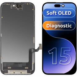 MP Display cu Touchscreen MP compatibil cu Apple iPhone 15, cu Rama, Versiune Soft OLED FHD Diagnostic, Negru - koubsolutions